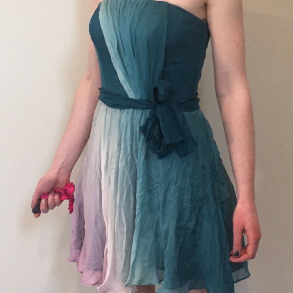 ABS Collection silk mini dress prom or wedding, strapless bodice size 4 - Picture 2 of 7